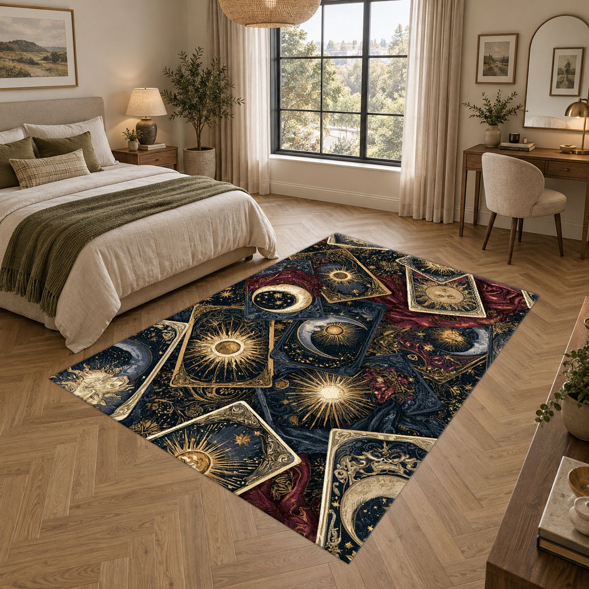 Celestial Tarot Cards printed area rug