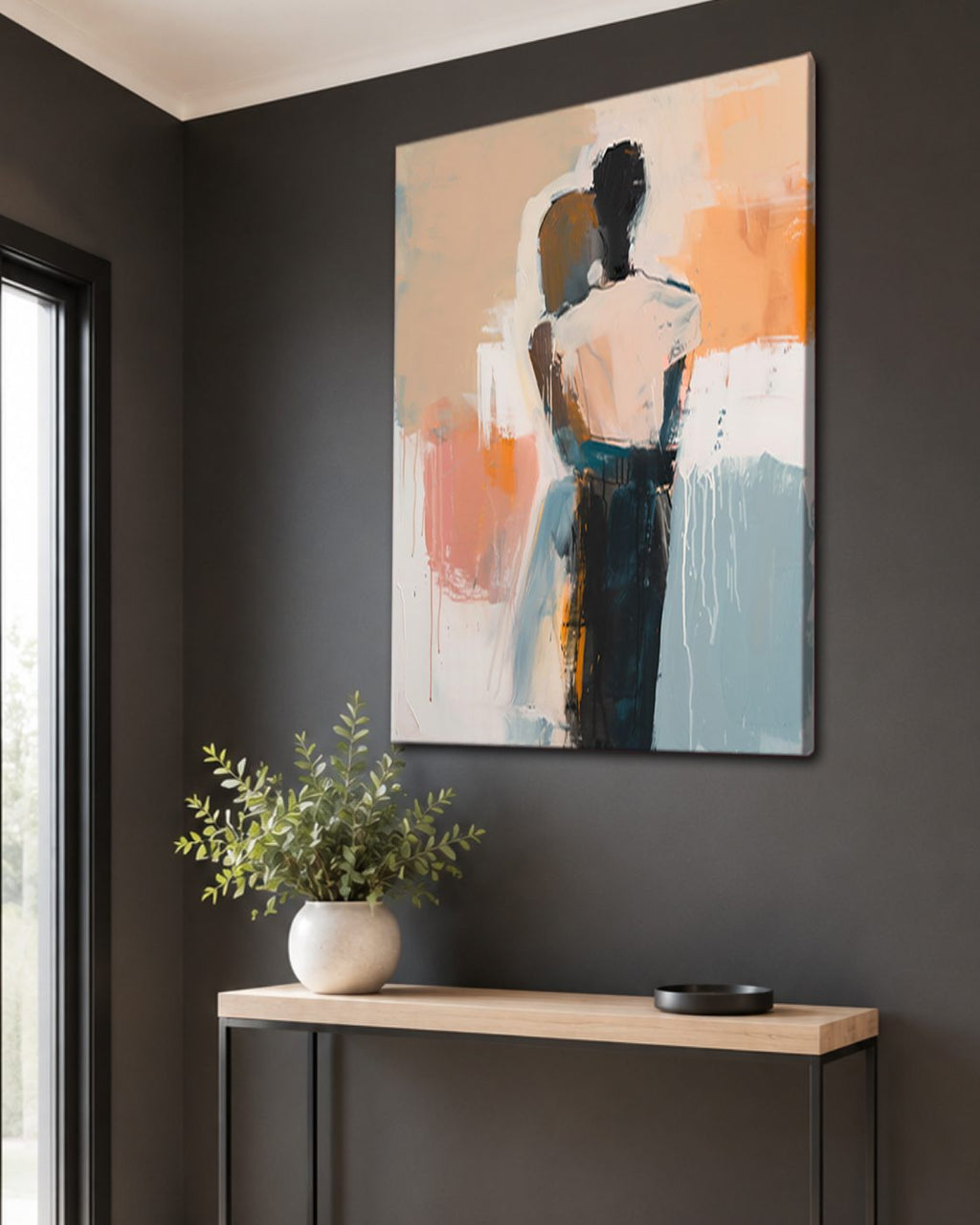 Abstract Figure in Neutral Tones canvas wall art, unframed canvas