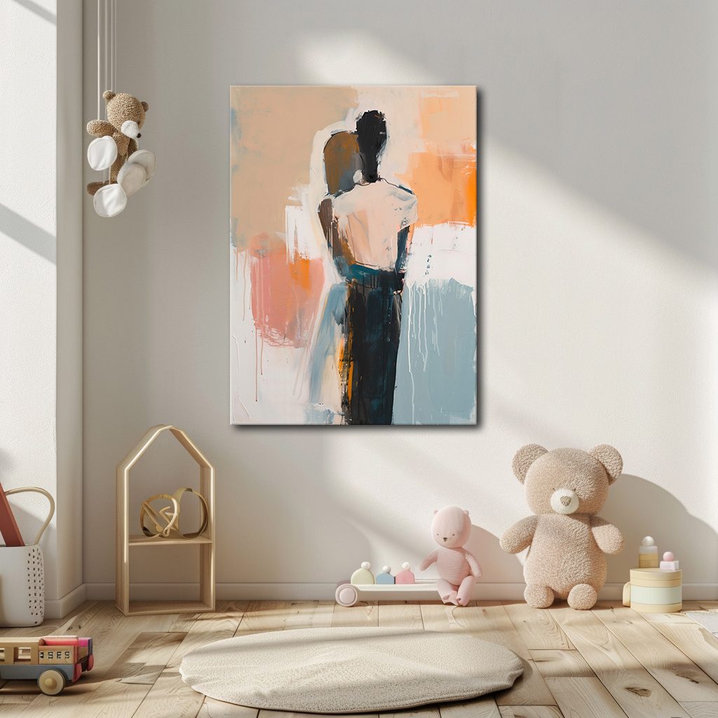 Abstract Figure in Neutral Tones canvas wall art, unframed canvas