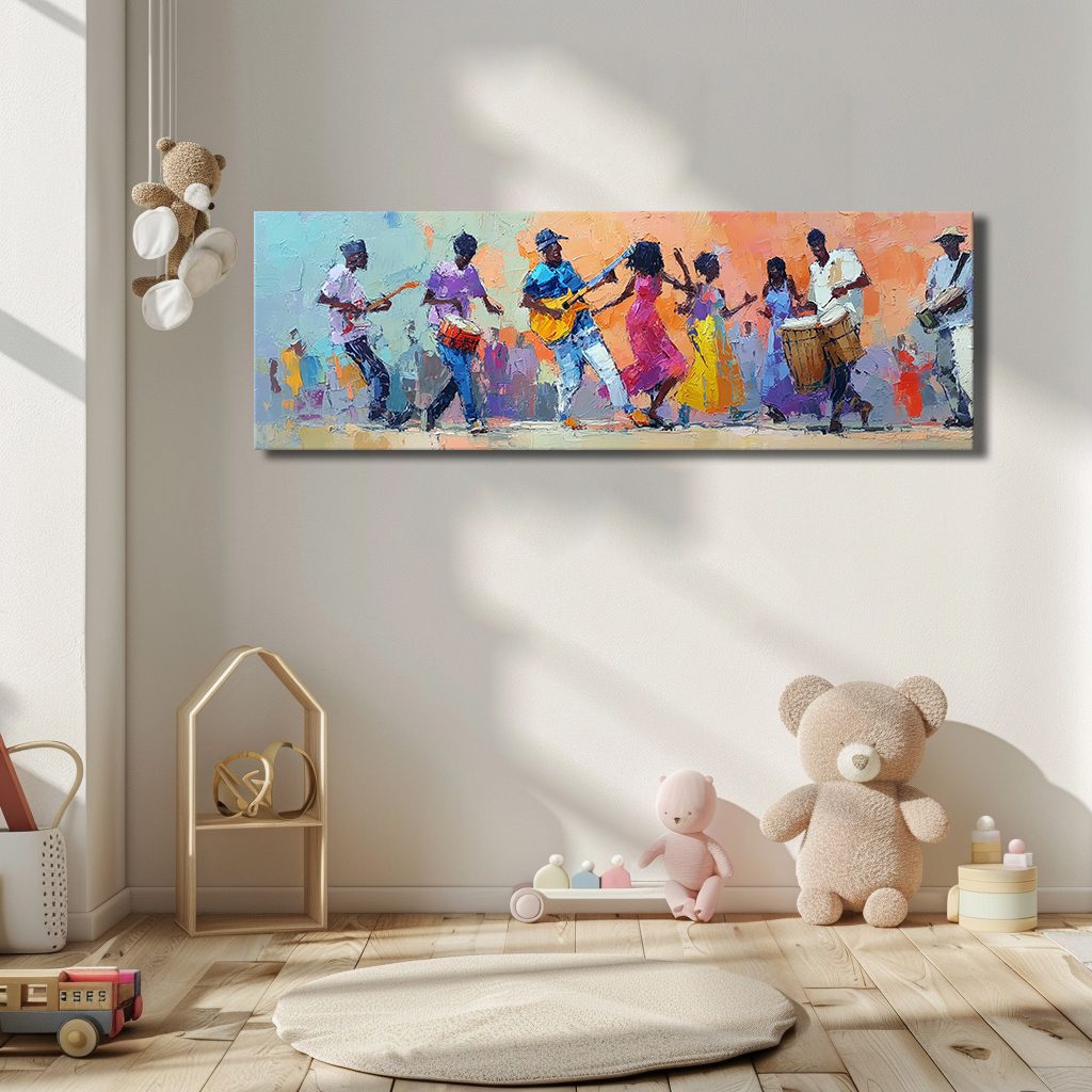 African Musicians and Dancers canvas wall art, unframed canvas