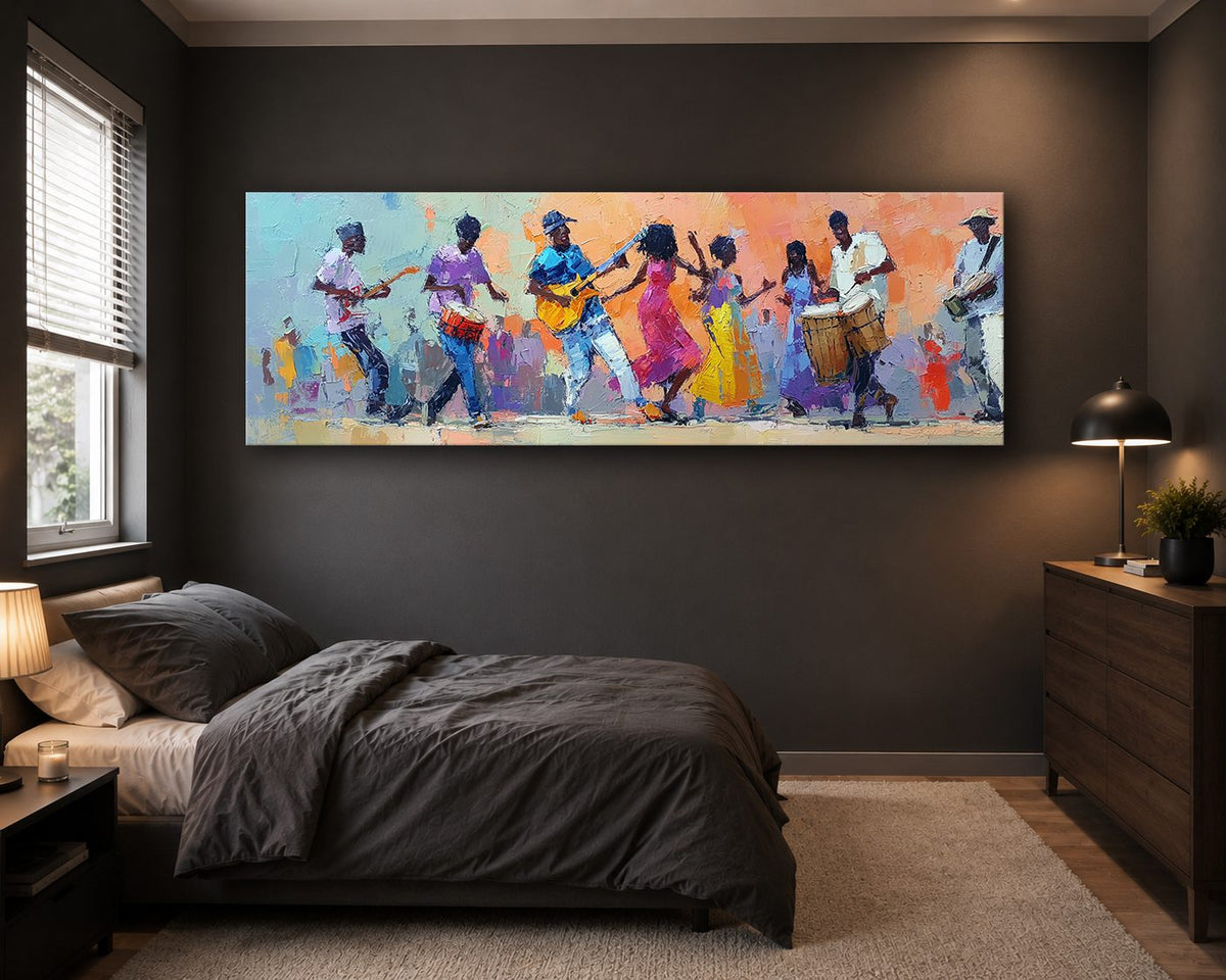 African Musicians and Dancers canvas wall art, unframed canvas