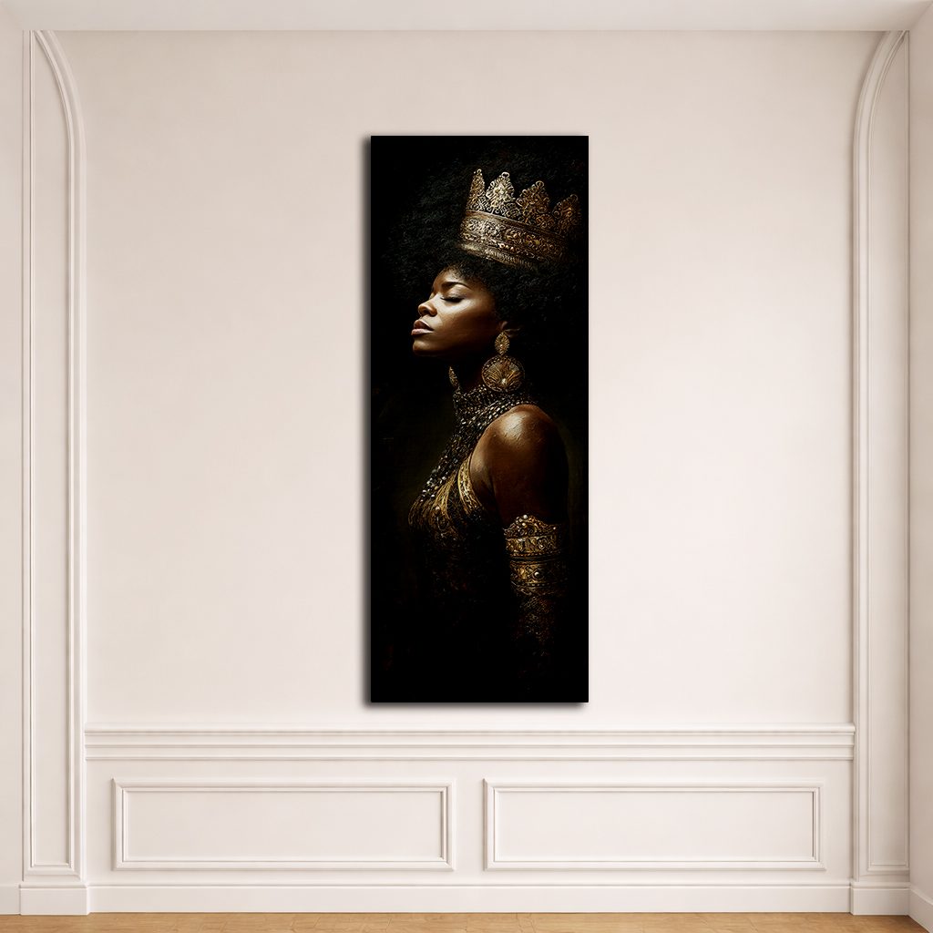 African Queen with Golden Crown canvas wall art, unframed canvas