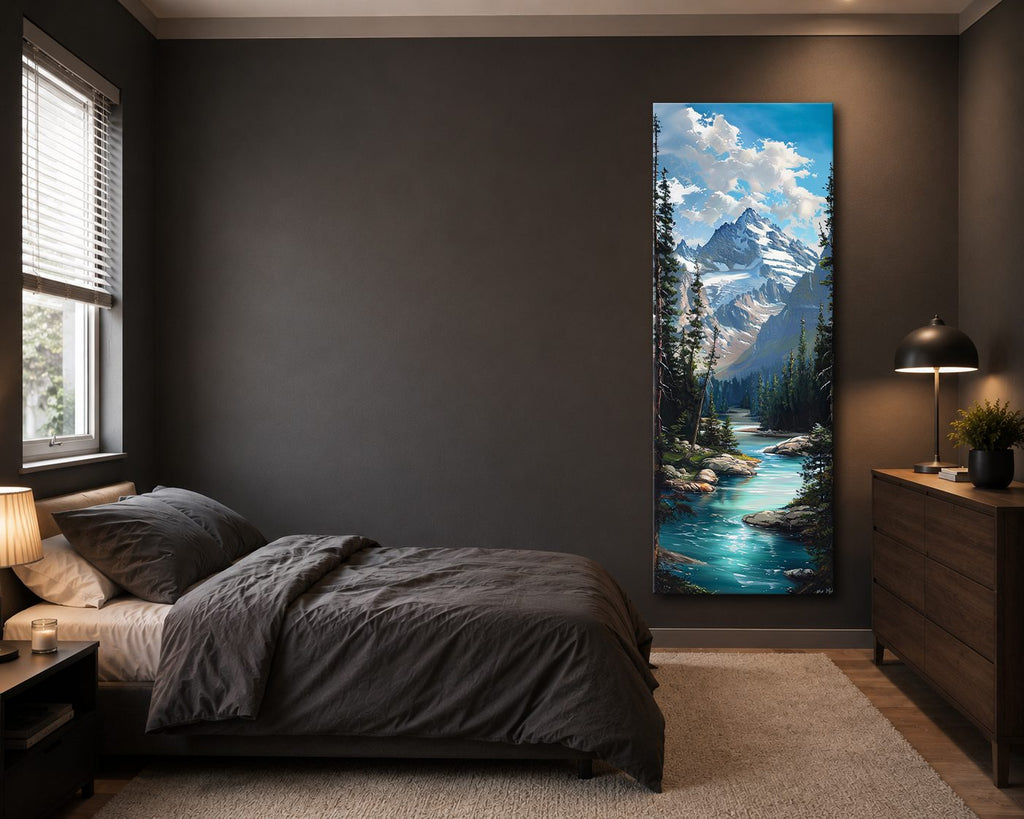 Alpine Mountain Turquoise River canvas wall art, unframed canvas