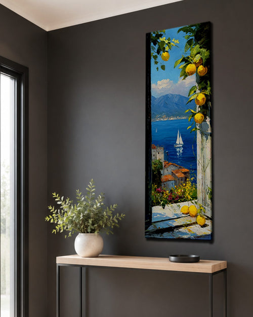 Amalfi Coast Lemon Terrace Sea View canvas wall art, unframed canvas