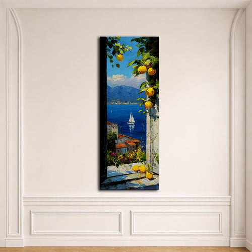 Amalfi Coast Lemon Terrace Sea View canvas wall art, unframed canvas