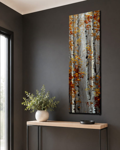 Autumn Birch Trees canvas wall art, unframed canvas