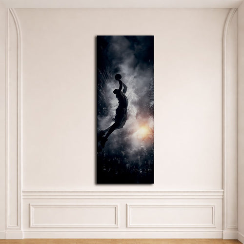 Basketball Slam Dunk Silhouette canvas wall art, unframed canvas