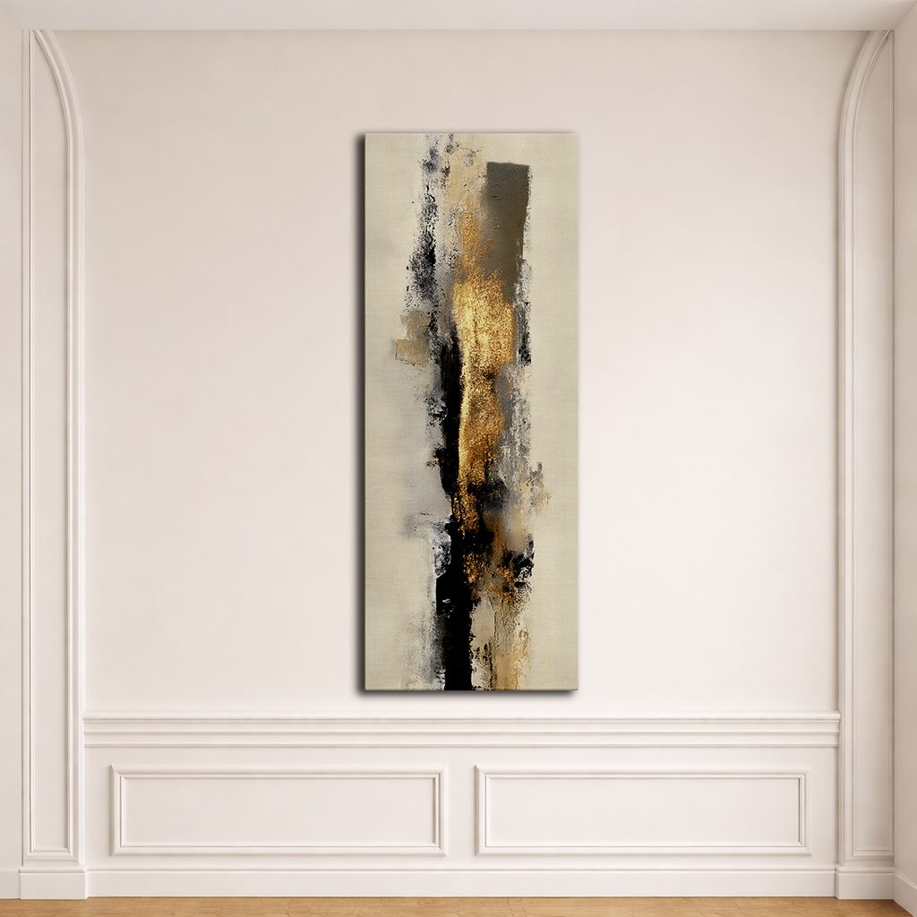 Beige Gold and Black Brushstroke Abstract canvas wall art, unframed canvas