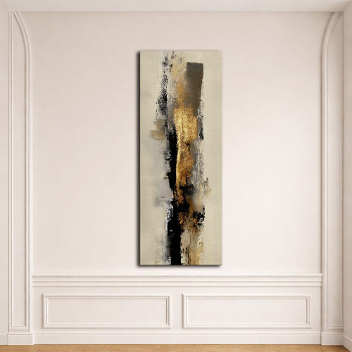 Beige Gold and Black Brushstroke Abstract canvas wall art, unframed canvas