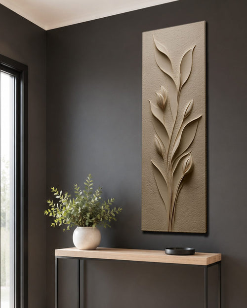 Beige Sculpted Tulip Botanical canvas wall art, unframed canvas