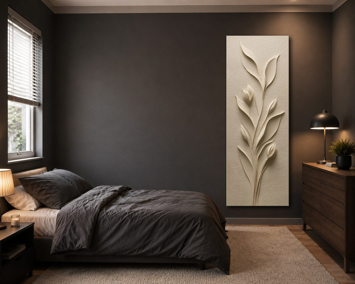 Beige Sculpted Tulip Botanical canvas wall art, unframed canvas