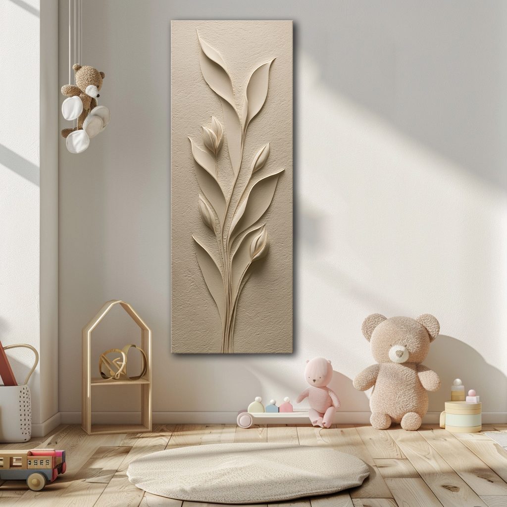 Beige Sculpted Tulip Botanical canvas wall art, unframed canvas