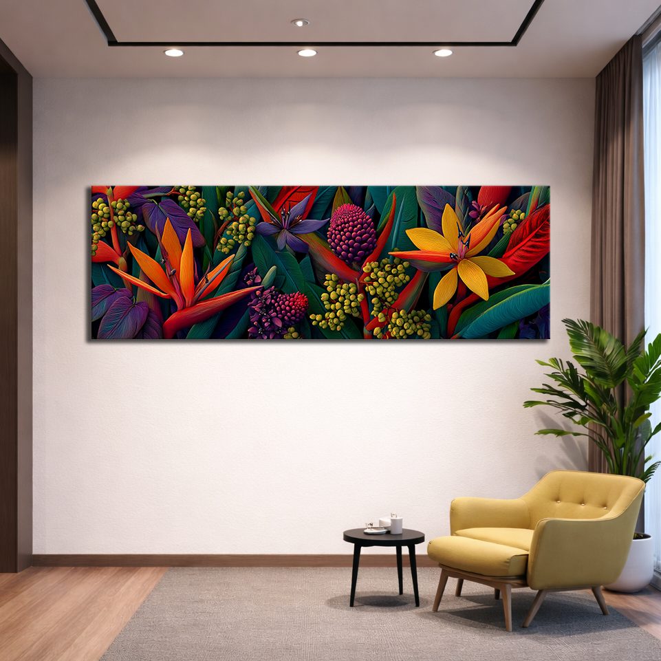 Bird of Paradise Tropical Flowers canvas wall art, unframed canvas