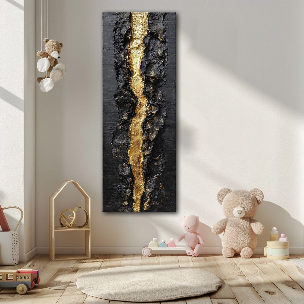 Black and Gold Textured Abstract canvas wall art, unframed canvas