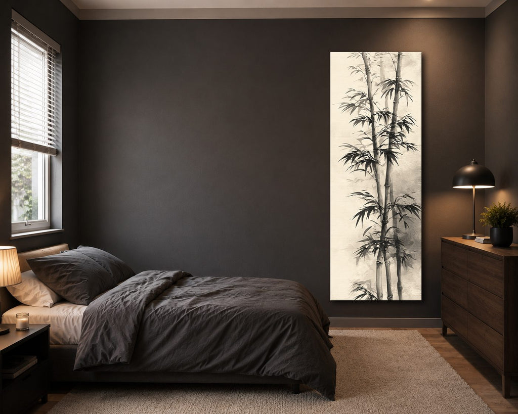 Black Bamboo Ink Painting canvas wall art, unframed canvas