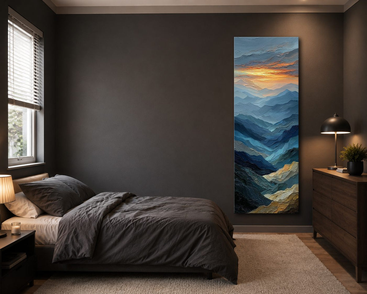 Blue Mountain Layers at Sunset canvas wall art, unframed canvas