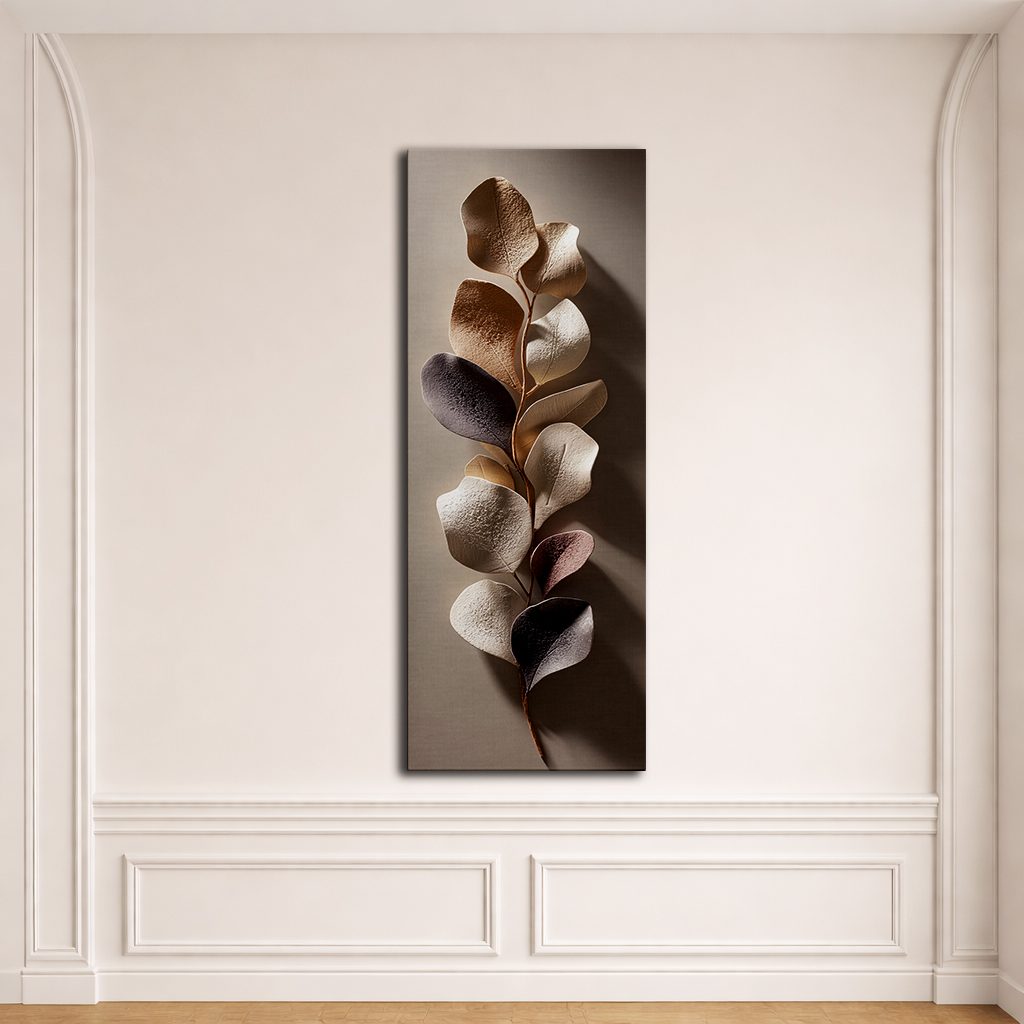 Bronze and Silver Eucalyptus Leaves canvas wall art, unframed canvas