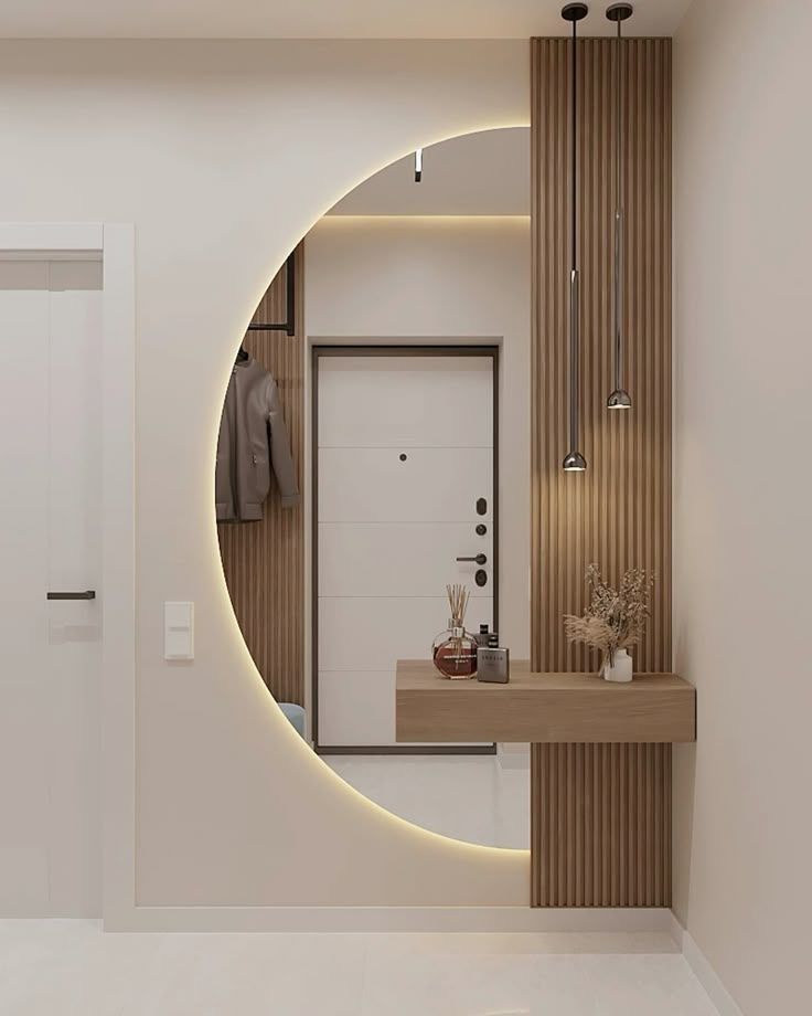 D-Shaped LED Backlit Wall Mirror