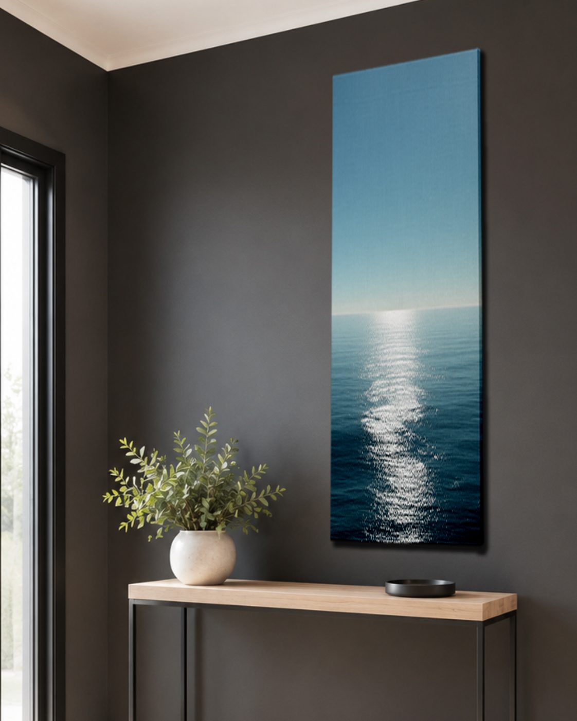 Calm Ocean Horizon Sunlight canvas wall art, unframed canvas