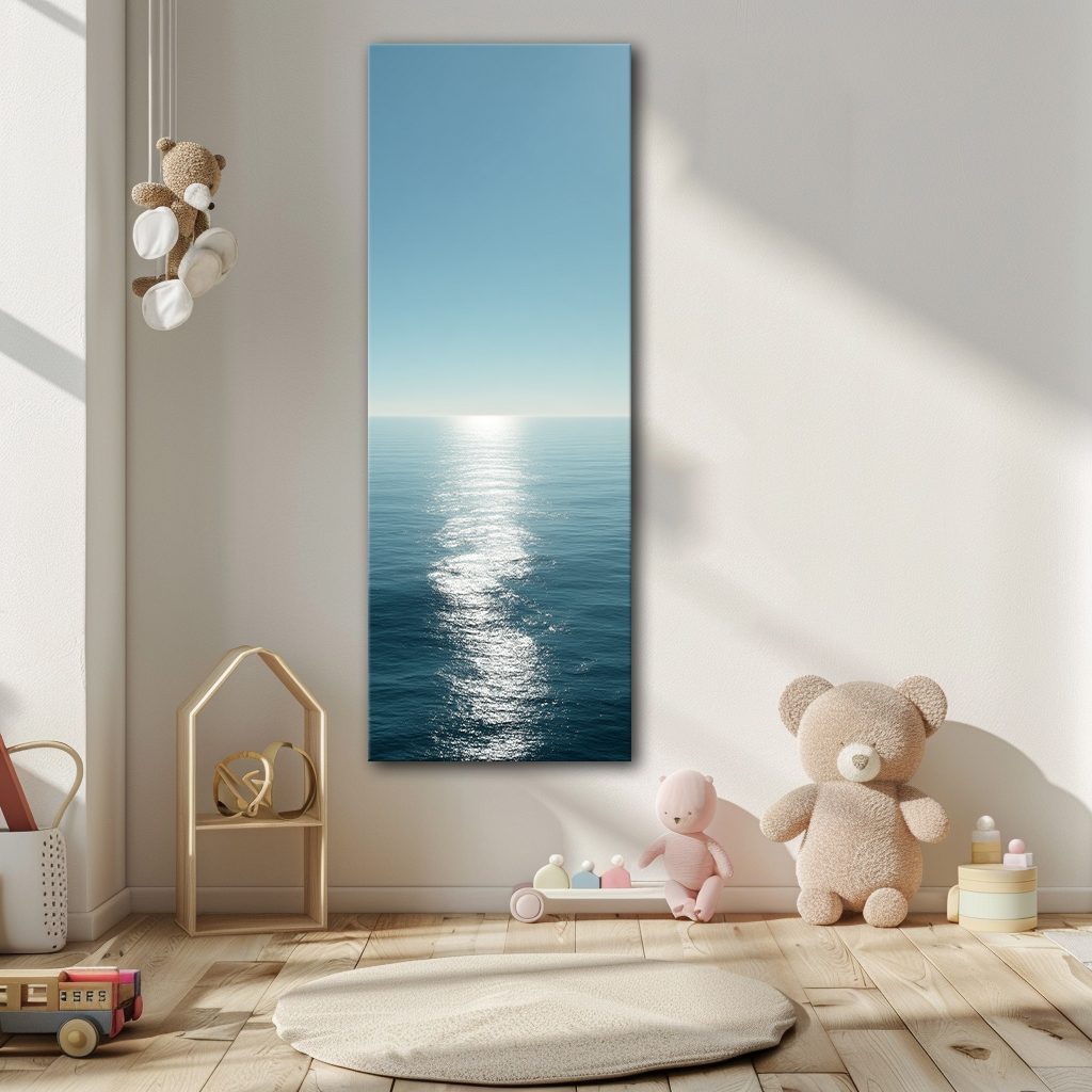 Calm Ocean Horizon Sunlight canvas wall art, unframed canvas