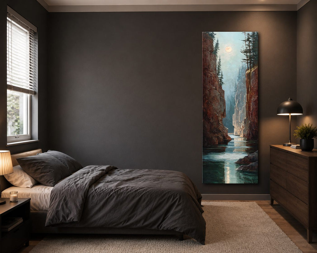 Canyon River under the Moon canvas wall art, unframed canvas