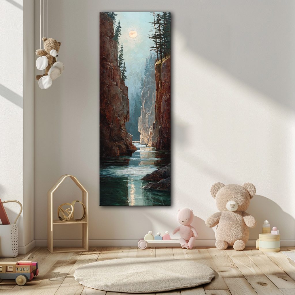 Canyon River under the Moon canvas wall art, unframed canvas