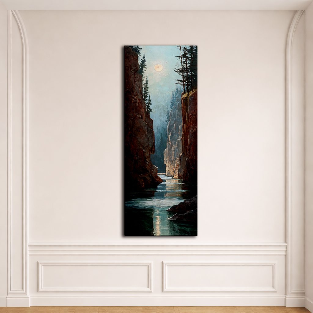 Canyon River under the Moon canvas wall art, unframed canvas