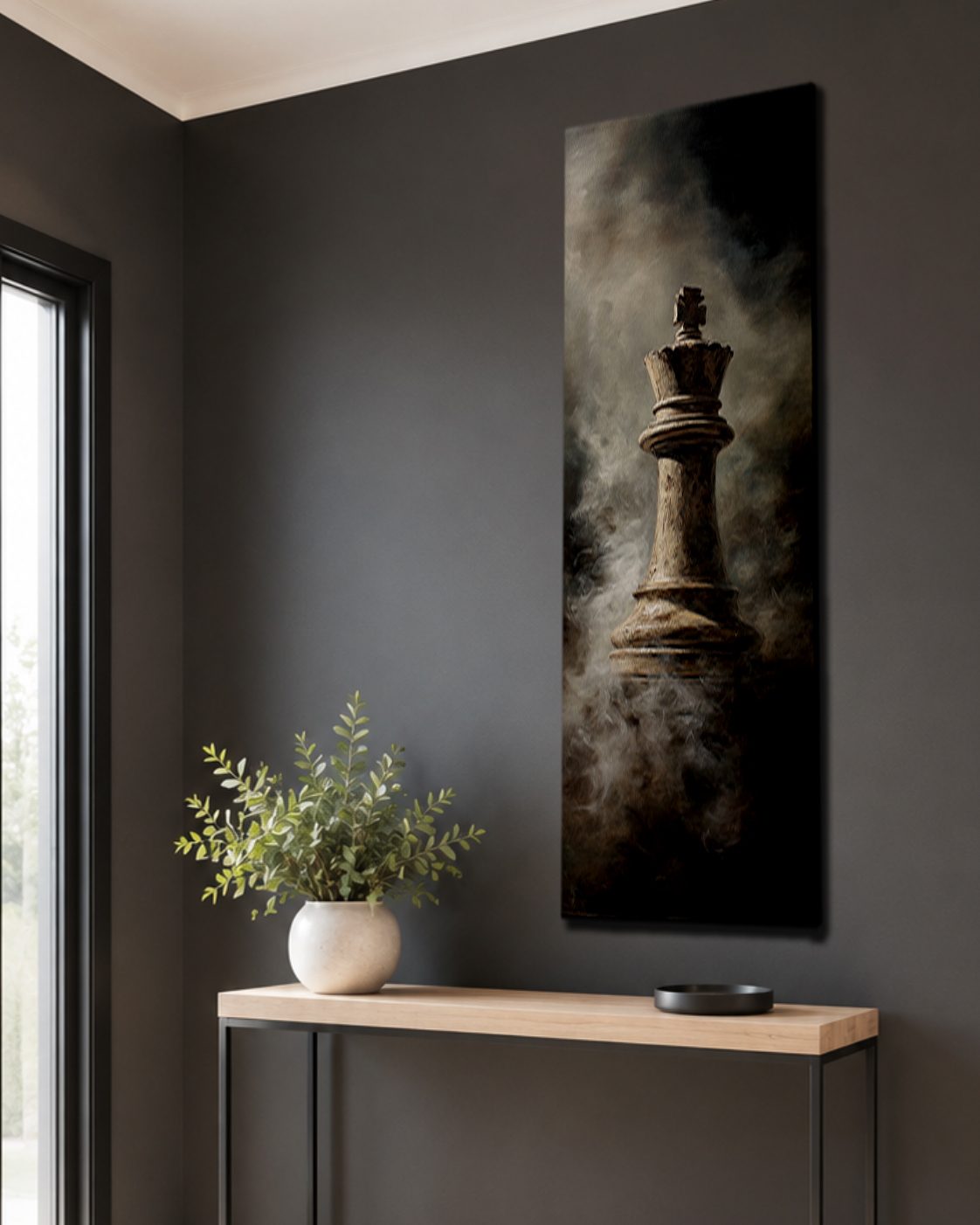 Chess King in Smoke canvas wall art, unframed canvas