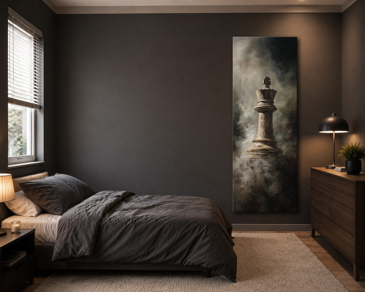 Chess King in Smoke canvas wall art, unframed canvas