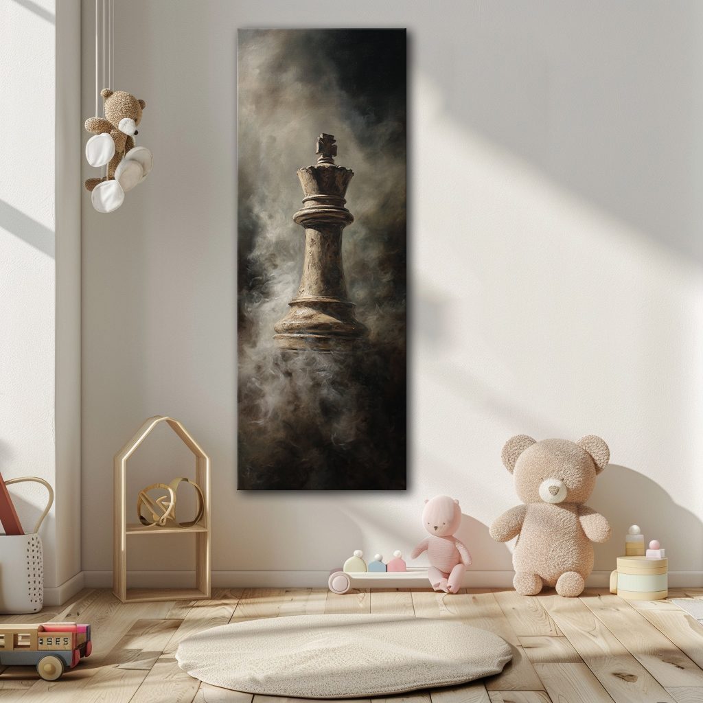 Chess King in Smoke canvas wall art, unframed canvas