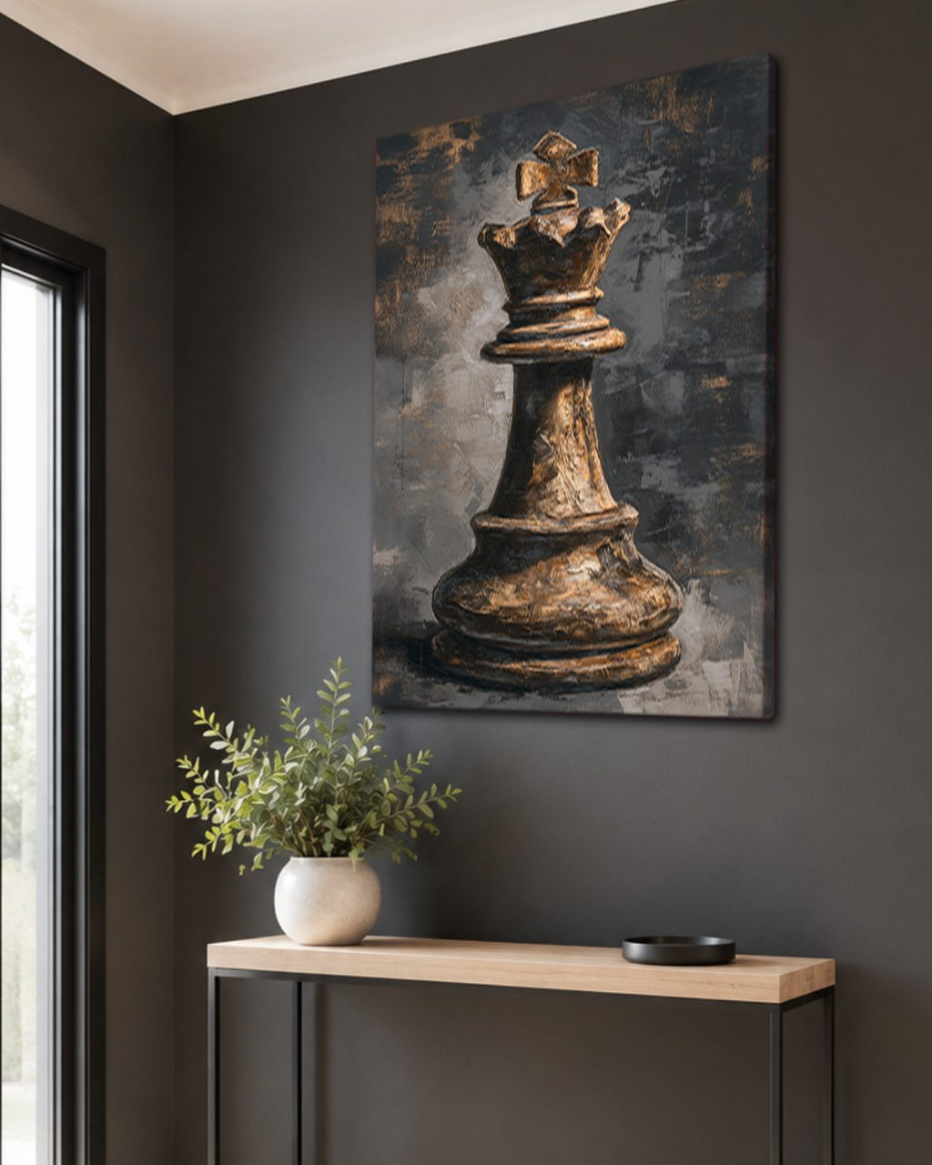 Chess King Piece Dark canvas wall art, unframed canvas