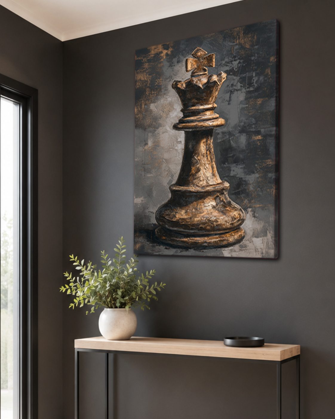 Chess King Piece Dark canvas wall art, unframed canvas