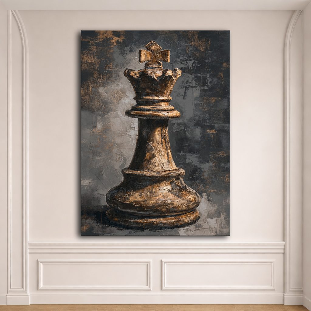 Chess King Piece Dark canvas wall art, unframed canvas