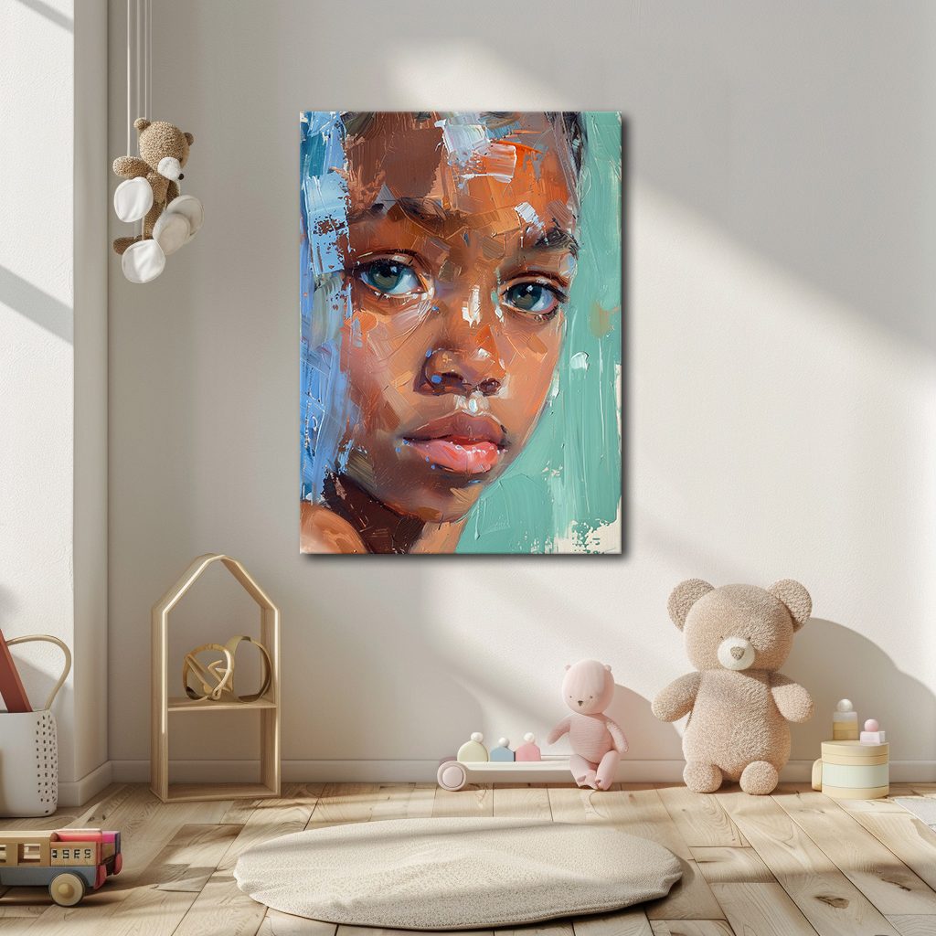 Child Portrait Expressive Brushstrokes canvas wall art, unframed canvas