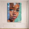 Child Portrait Expressive Brushstrokes canvas wall art, unframed canvas