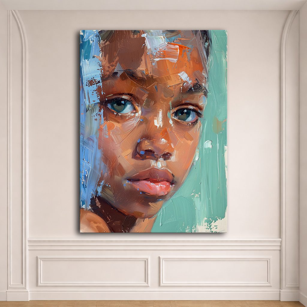 Child Portrait Expressive Brushstrokes canvas wall art, unframed canvas