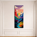 Colorful Mountain River Pop Art canvas wall art, unframed canvas