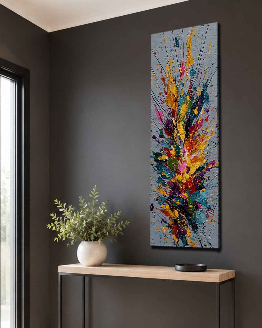 Colorful Paint Splash Abstract canvas wall art, unframed canvas