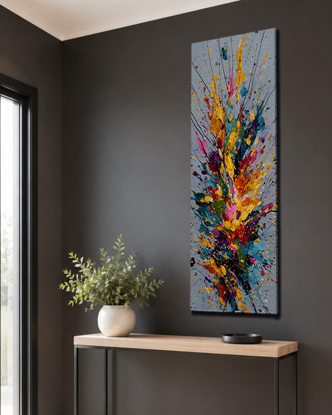 Colorful Paint Splash Abstract canvas wall art, unframed canvas