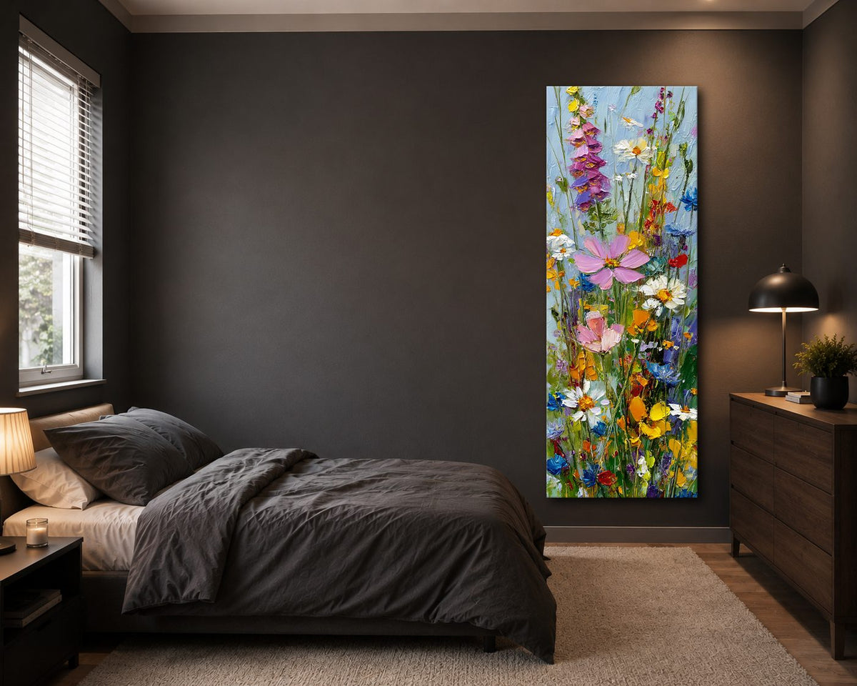 Colorful Wildflower Bouquet canvas wall art, unframed canvas