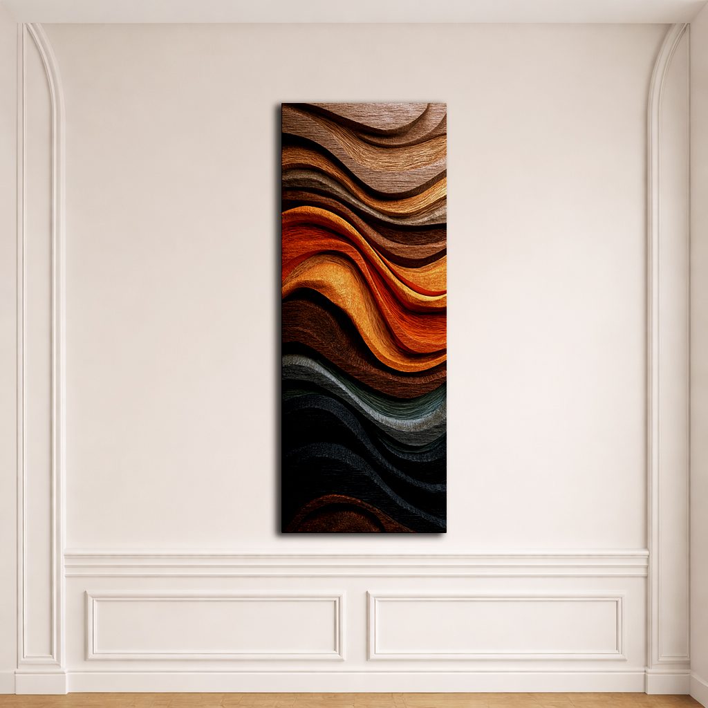 Copper Wave Wood Texture Abstract canvas wall art, unframed canvas