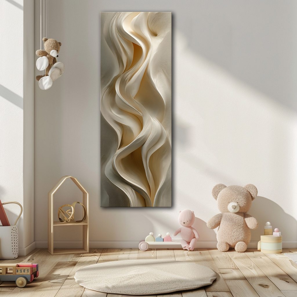 Cream Silk Drapery Abstract canvas wall art, unframed canvas