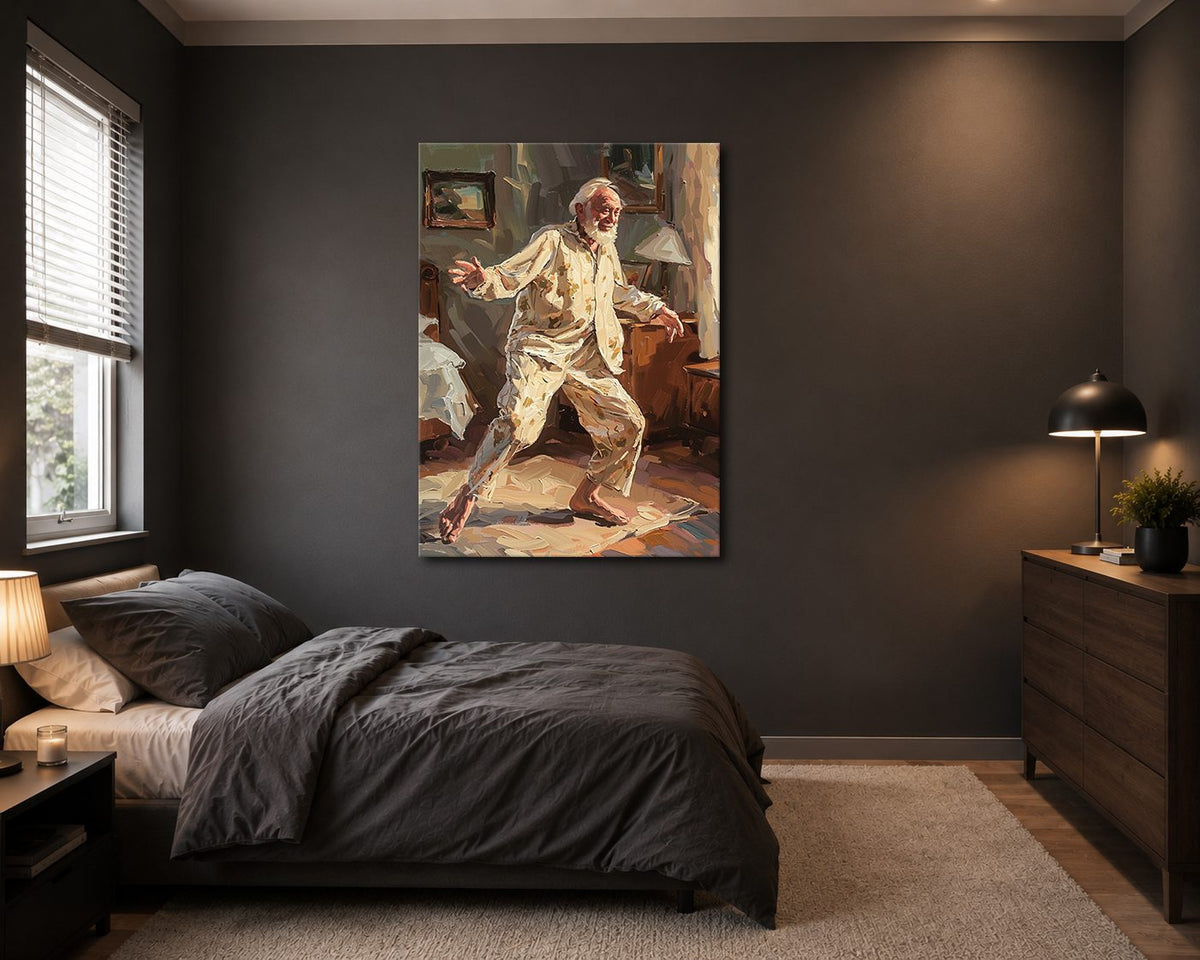 Dancing Grandpa Joy Painting canvas wall art, unframed canvas
