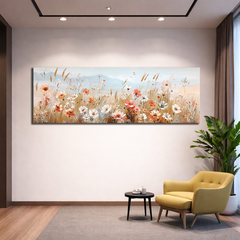 Delicate Wildflower Field canvas wall art, unframed canvas