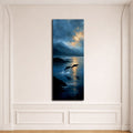 Dolphins Jumping at Twilight Sea canvas wall art, unframed canvas