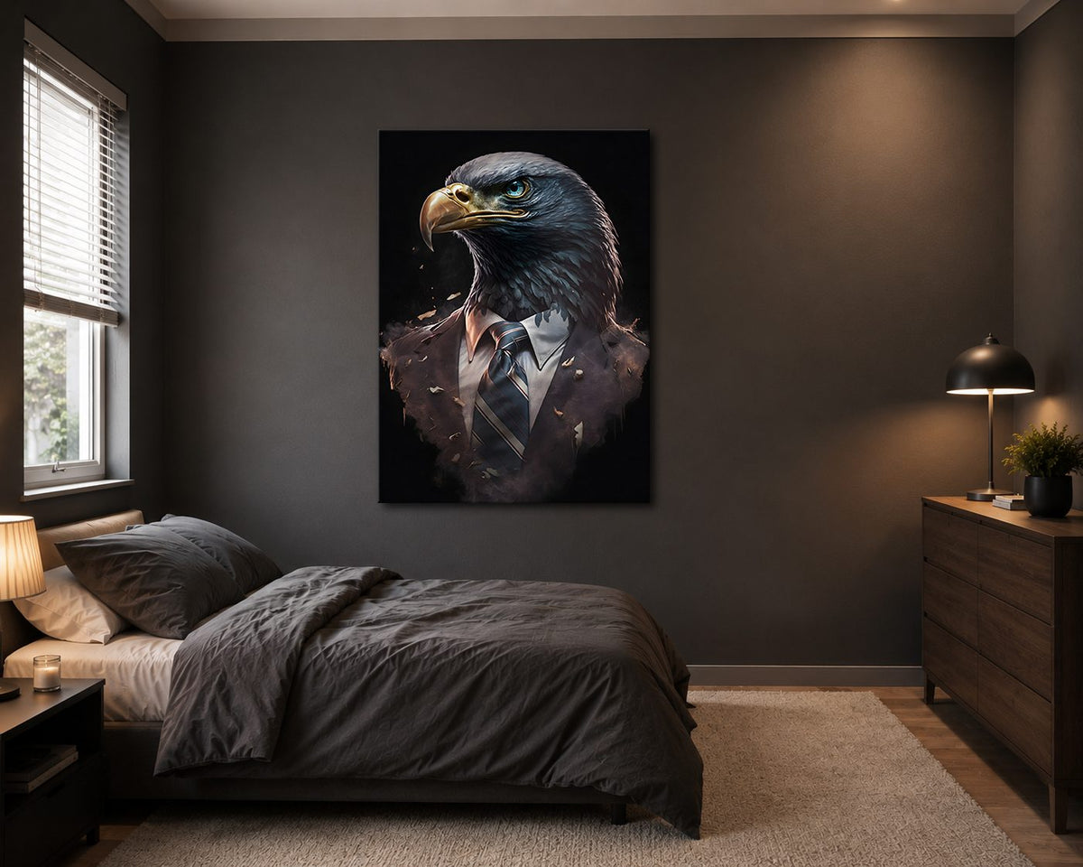 Eagle Businessman Portrait canvas wall art, unframed canvas