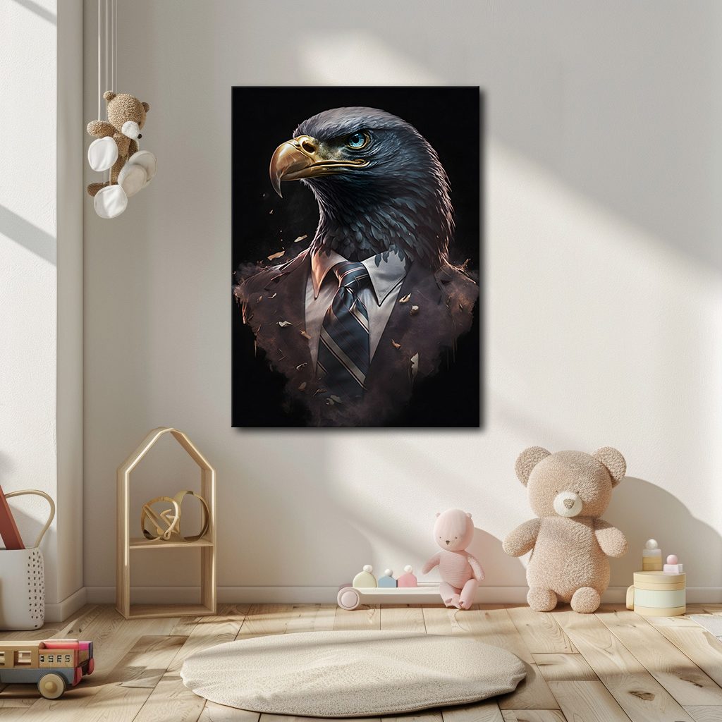 Eagle Businessman Portrait canvas wall art, unframed canvas