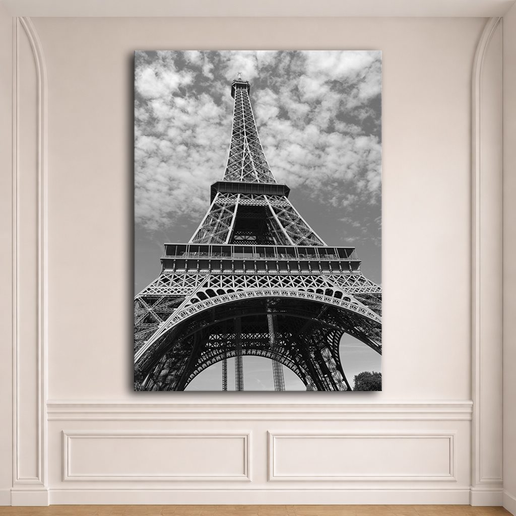 Eiffel Tower Black and White canvas wall art, unframed canvas