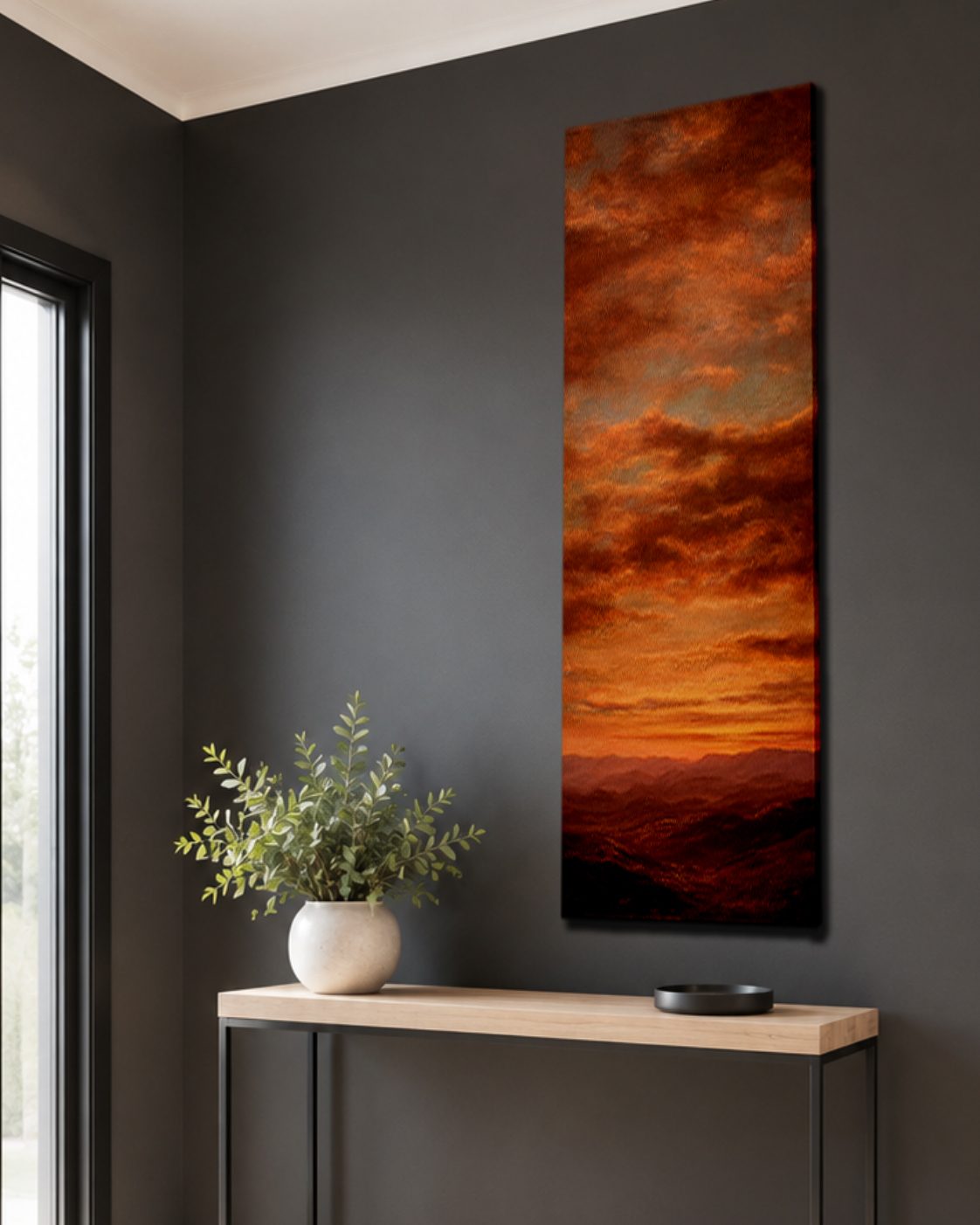 Fiery Orange Sky Clouds canvas wall art, unframed canvas