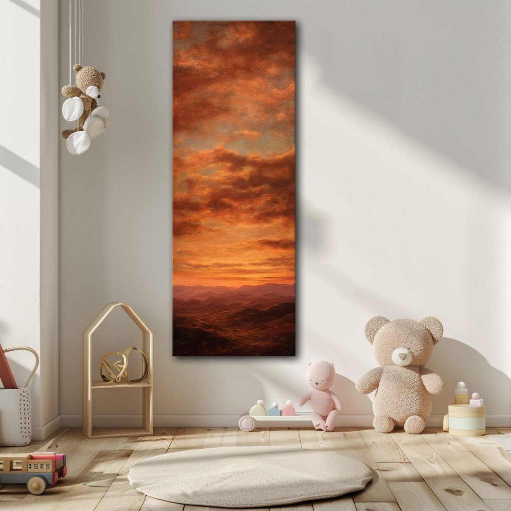 Fiery Orange Sky Clouds canvas wall art, unframed canvas